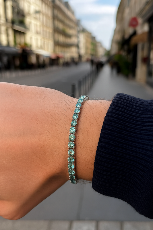 Ocean Blue Moissanite Tennis Bracelet