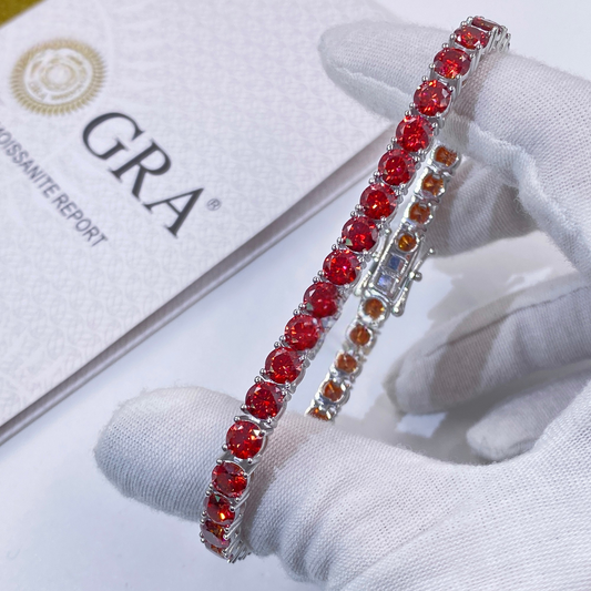 Fire Red Moissanite Tennis Bracelet