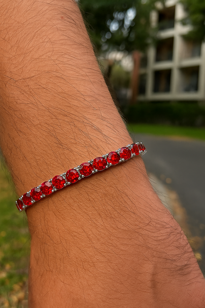Fire Red Moissanite Tennis Bracelet