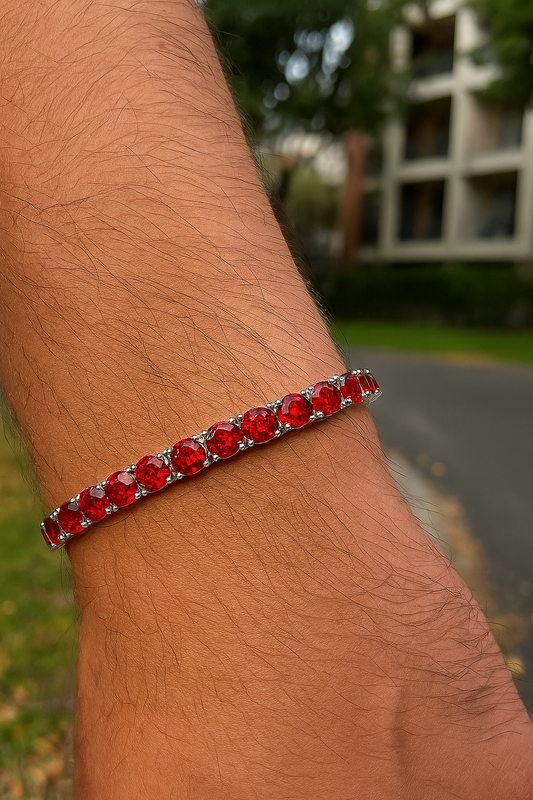Fire Red Moissanite Tennis Bracelet